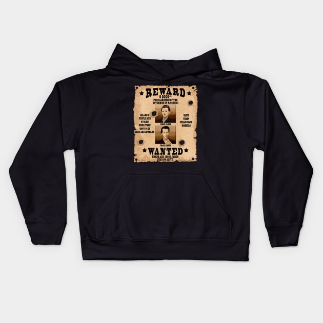 Frank & Jesse James Wild West Wanted Poster Kids Hoodie by Airbrush World